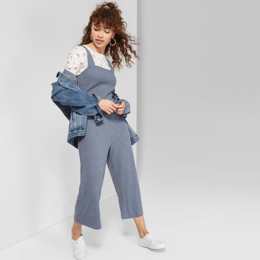 Wild Fable Ribbed Knit Jumpsuit Blue XXL